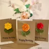 Set rosa di 3 biglietti d'auguri a forma di rosa