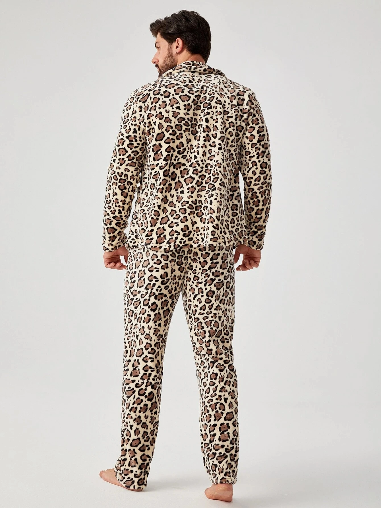 Conjunto Pijama Pijama De Leopardo Para Hombre Pijama De Franela