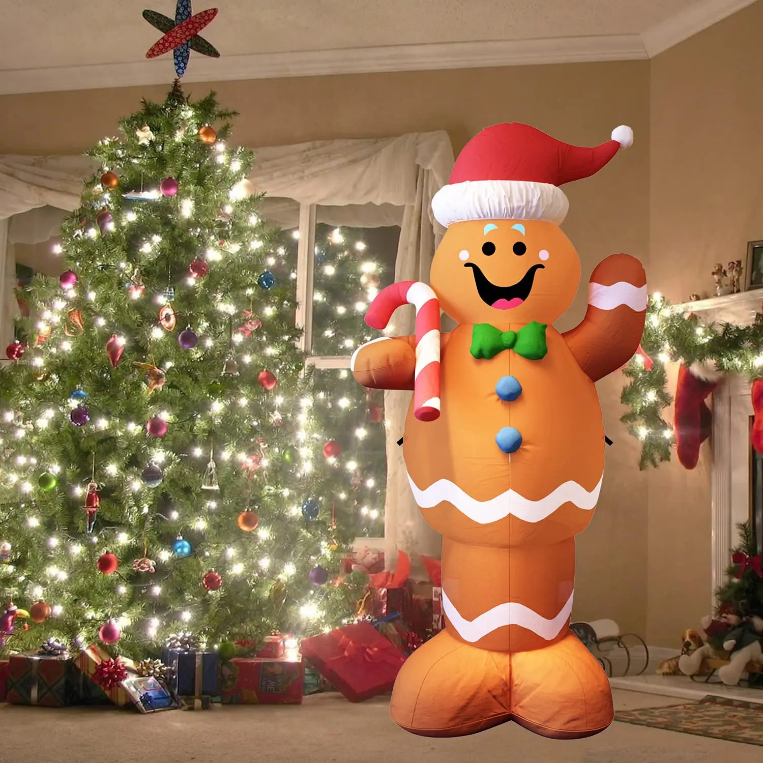 5ft Life Size Gingerbread Man Led Lighting Outdoor Christmas Blow Ups