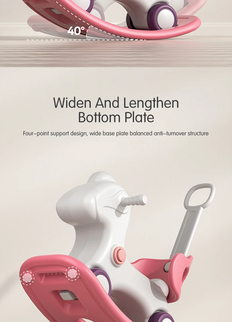product custom kindergarten modern toddler wholesale large baby pink plastic deer kids toy rocking horse animal toy for children-5