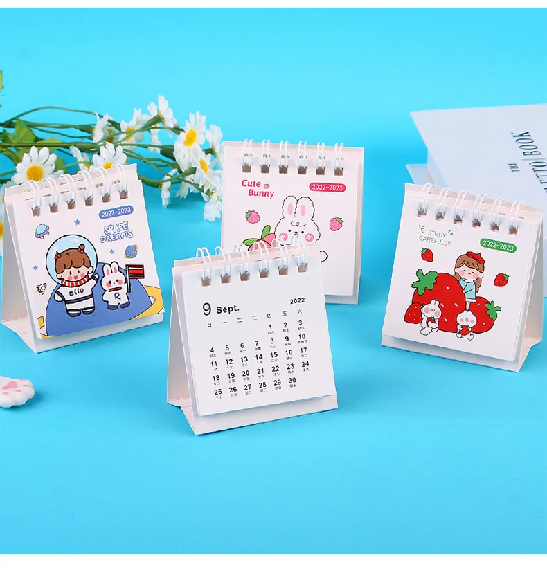 Wholesale Custom Calendar ins Cartoon Cute Small Mini Coil Hardcover Calendar Home Office Calendar factory