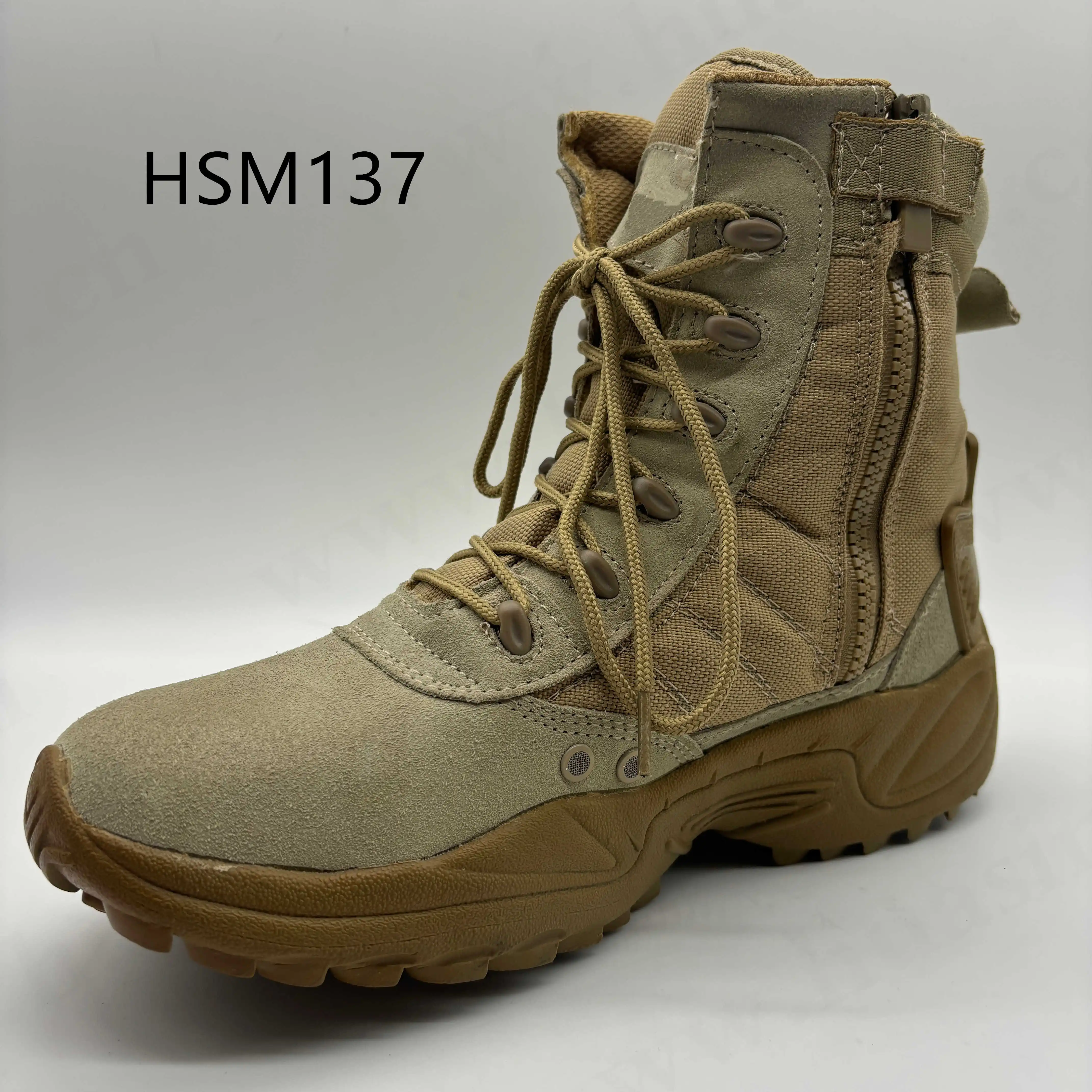 ZYF,Safety Practice Secure Footing Design Sand Color Desert Boots Uneven Terrain Rip-stop Suede Leather Tactical Boots HSM137