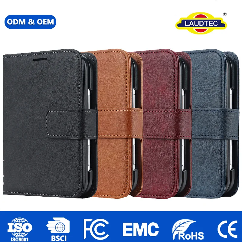 For iPhone Duo PU Leather Magnetic Fold Wallet Case RFID Blocking Charging 360° Drop Proof Anti-Scratch OEM ODM