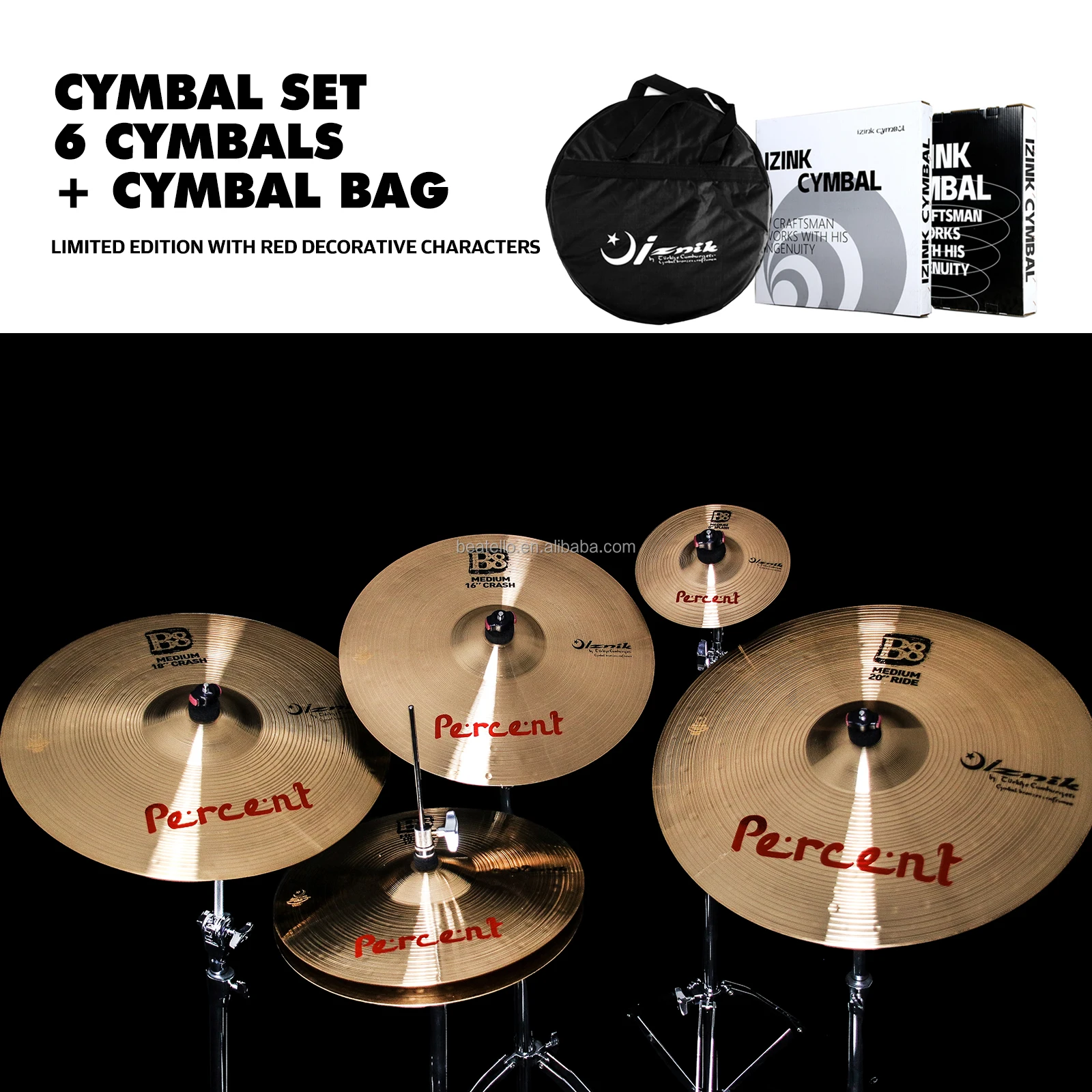 IZINK Professional Cymbal Set - 6pcs/set Traditional Percussion