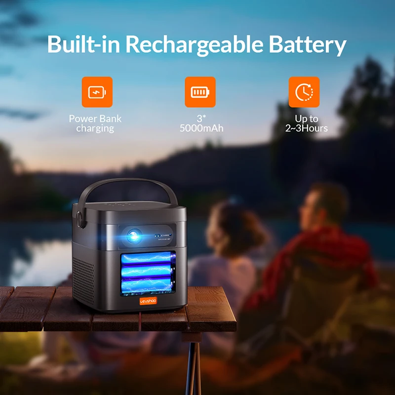 BYINTEK 1-8 Meters Through Distance V50 Portable Mini 4k 1080p Projector Rechargeable Dlp Projector With Battery