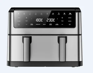 8L/9L/10L/12L Digital Dual Air Fryer Smart Menu Kitchen Appliance Square Electric Double Pot for Household Use