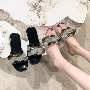 QuiteS 2026 Women's Summer Flat Shoes Non-Slip One-Strap Platform Beach Slippers Casual Fashionable Design Slip-On Closure