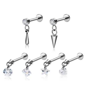 1Pc Titanium Threadless Ends Push Pin Labret Stud Lip Piercing Ear Cartilage Helix Ear Tragus Stud Body Piercing Jewelry