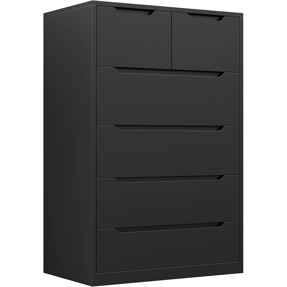 6 Drawer Dresser for Bedroom Tall Black Chest of Drawers for Bedroom Hallway Modern Bedroom Furniture