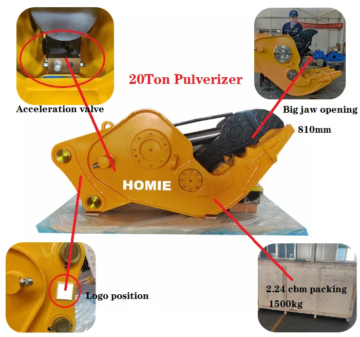 European Popular New Design Concrete Pulverizer with Speed Valve for CAT 320 PC200 Excavator 20 Ton Class with CE  ISO