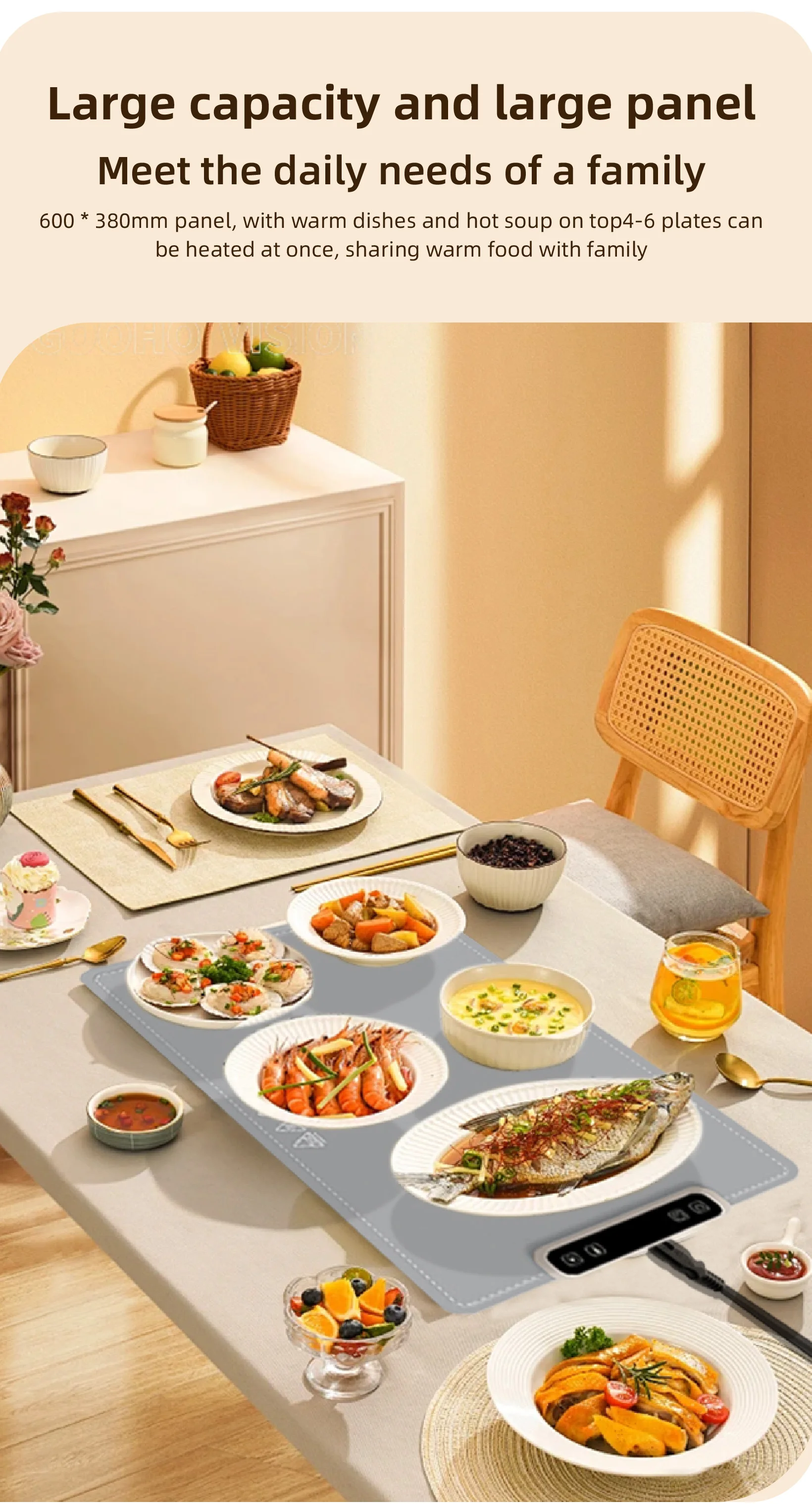 Electric Adjustable Temperature Control Food Warming Board Keep Food ...