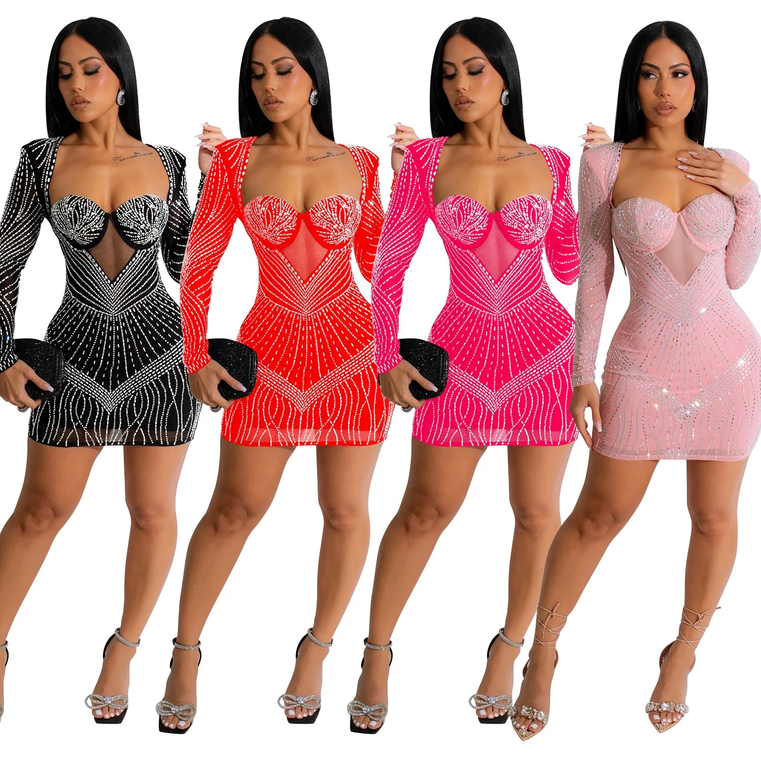 womens mesh beaded dress AMARRA 89606 main image 1