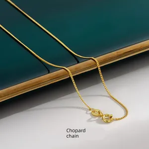 Merryshine Children's 18K Solid Gold Gold Plated Charm Necklace Pin-Type Adjustable Trendy Geometric Shape Natural Stone Chain