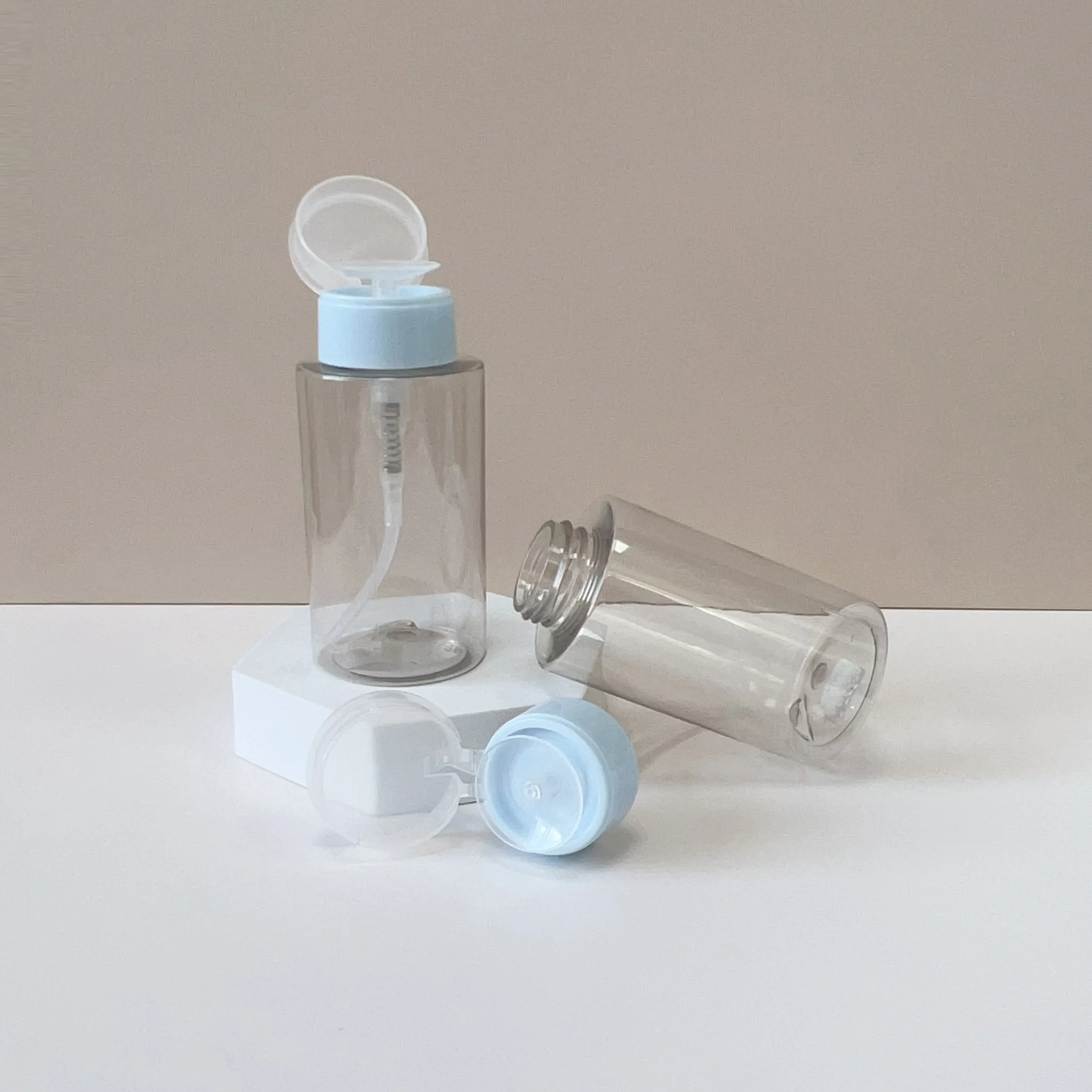 Luxury Empty 200ml Skin Toner Plastic Bottle Empty Push Down Eye Makeup Nail Polish Remover Pump Bottle