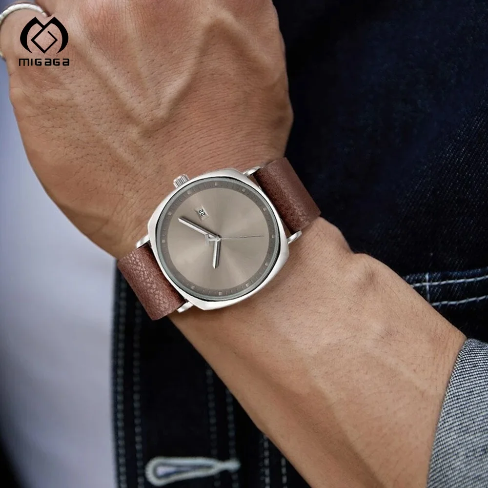 Custom Simple Elegant Calendar Business Style High-End Niche Leather Strap Quartz Men's  Watch