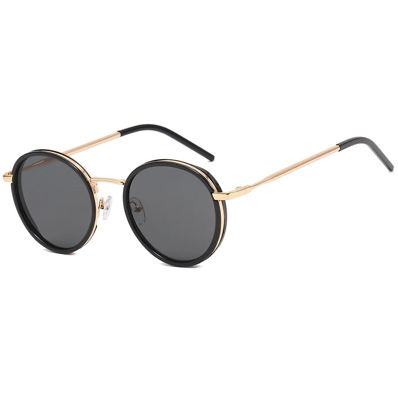 Vintage Cute Round Sunglasses Women 2023 Summer Beige Orange Frame Metal  Golden Edge Gradient Sun Glasses Female Luxury Shades