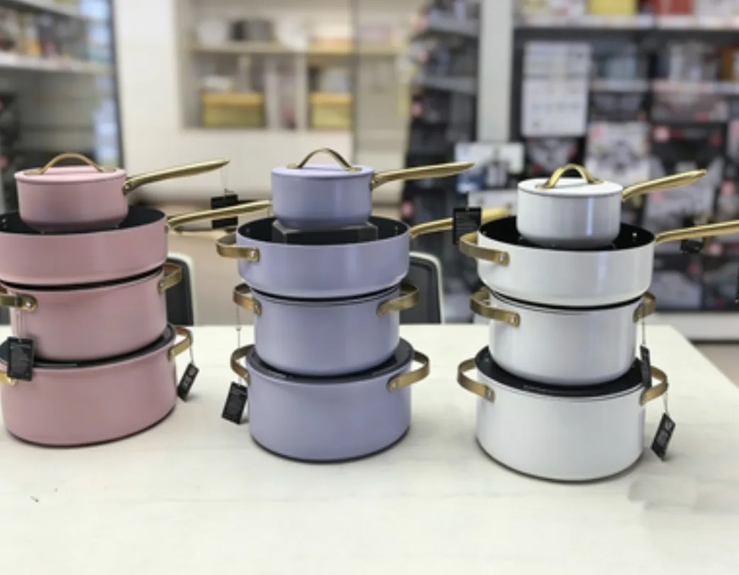 Hot Sale Chic 7 Pcs Kitchen Cooking Set Macaron Colors Non-stick