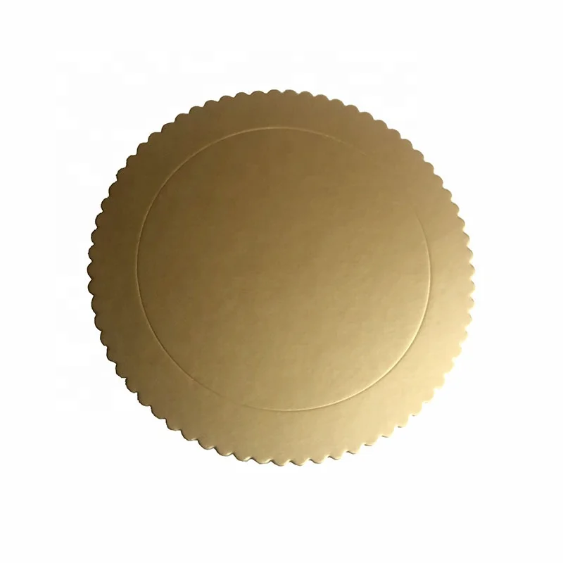 Yiwu Aotong Different Color Scalloped Die Cut Edge Round 2mm Grey Board Cake Board  for Cake Decorate
