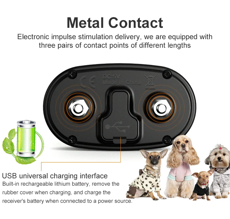 Rechargeable Pet Shock Ultrasonic Anti Bark Shock E Collars Control