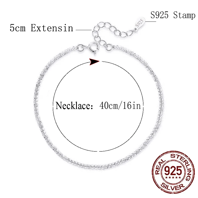 Fashion Necklace Jewelry Galaxy Stacked Thin 925 Sterling Silver  Chain Necklace for Women Accessories