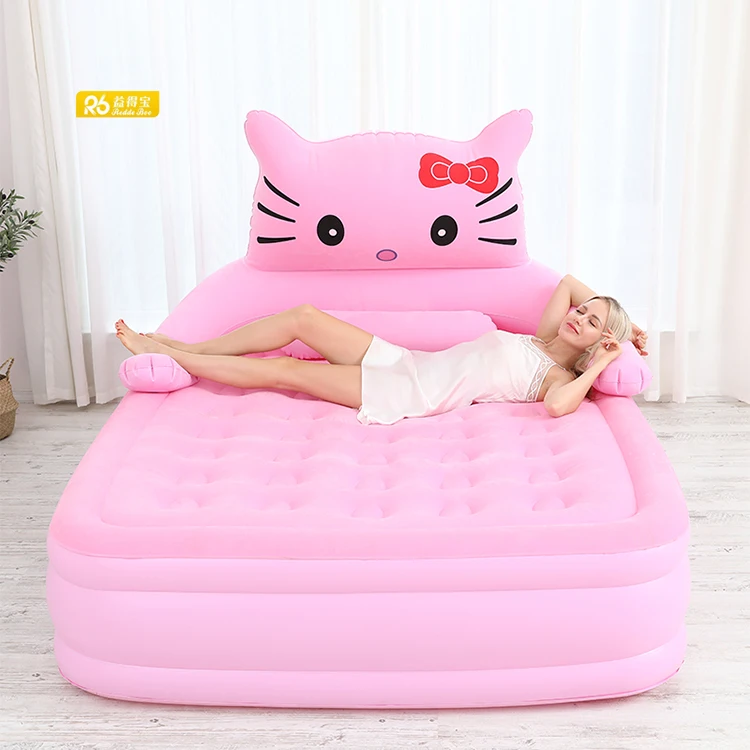Redde Boo Modern Design Inflatable Air Mattress Pink Flocking Bedroom Bed for Babies Fabric Home Furniture