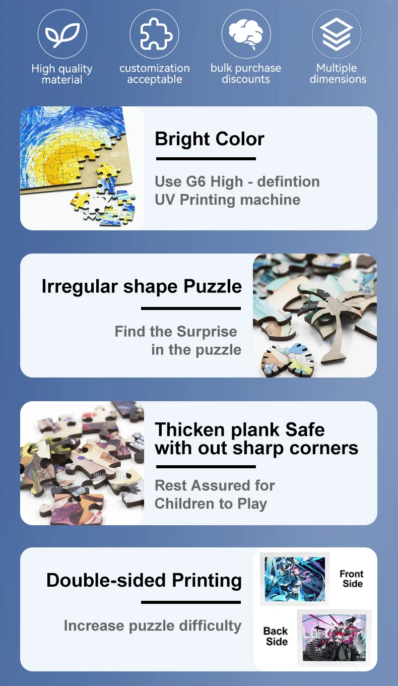 Difficult Double Sided Uv Printing Puzzle 1500pieces Wooden Iq Jigsaw