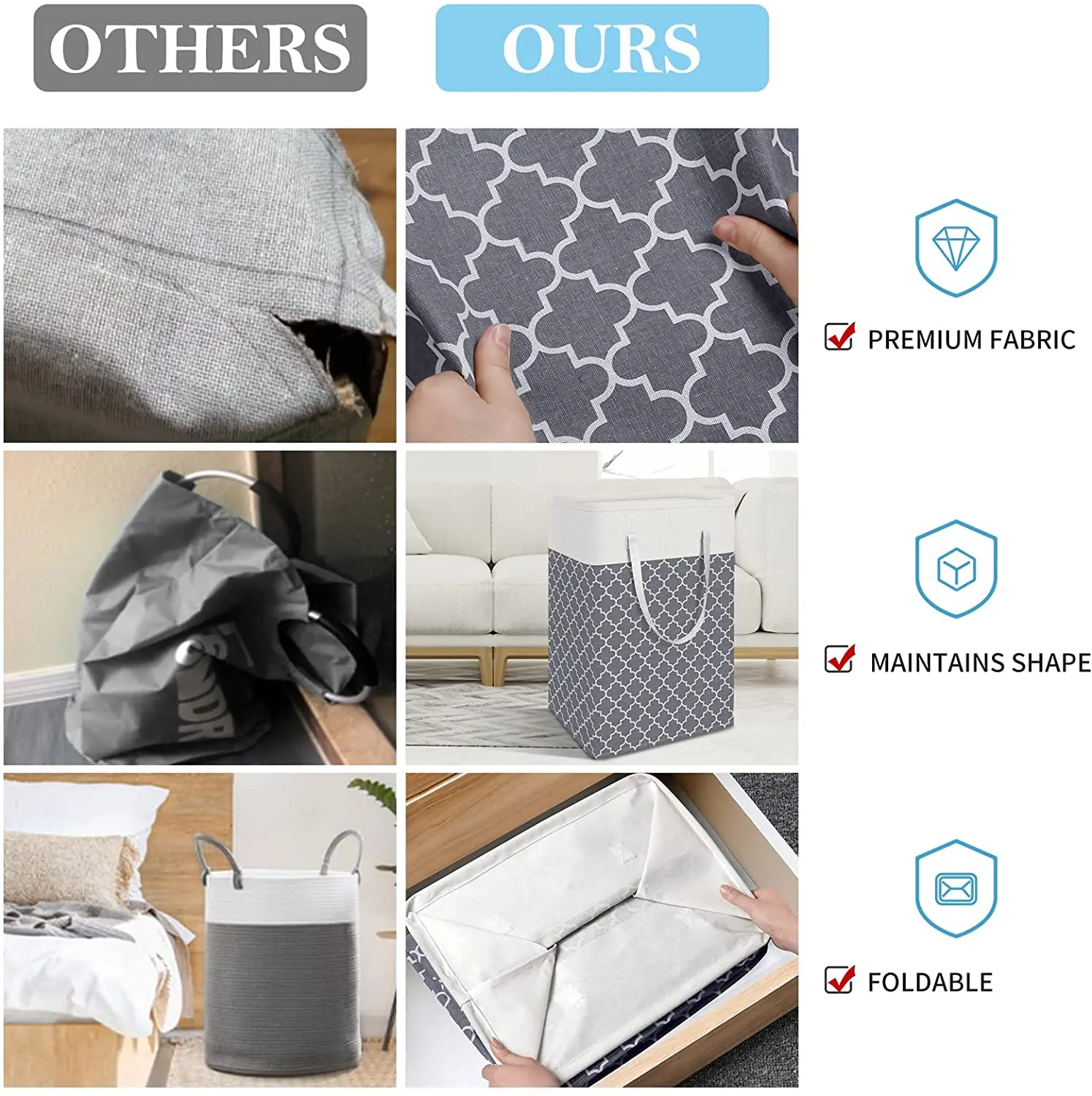 75 л корзины для белья корзина для белья с длинными ручками Складная Водонепроницаемая корзина для одежды Прочная высокая корзина для белья