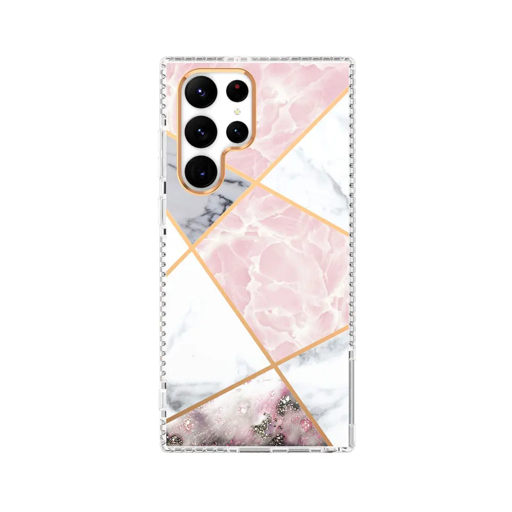 Funda de teléfono electroplacada para Galaxy S24 S24+ S23 S23+ S22 S22+ Ultra Fe 5G Mármol Flor Sjk168 Laudtec