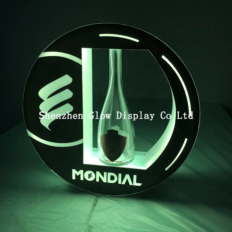 Wholesale Circle Led Vip Bottle Presenter Service Tray Customized Logo