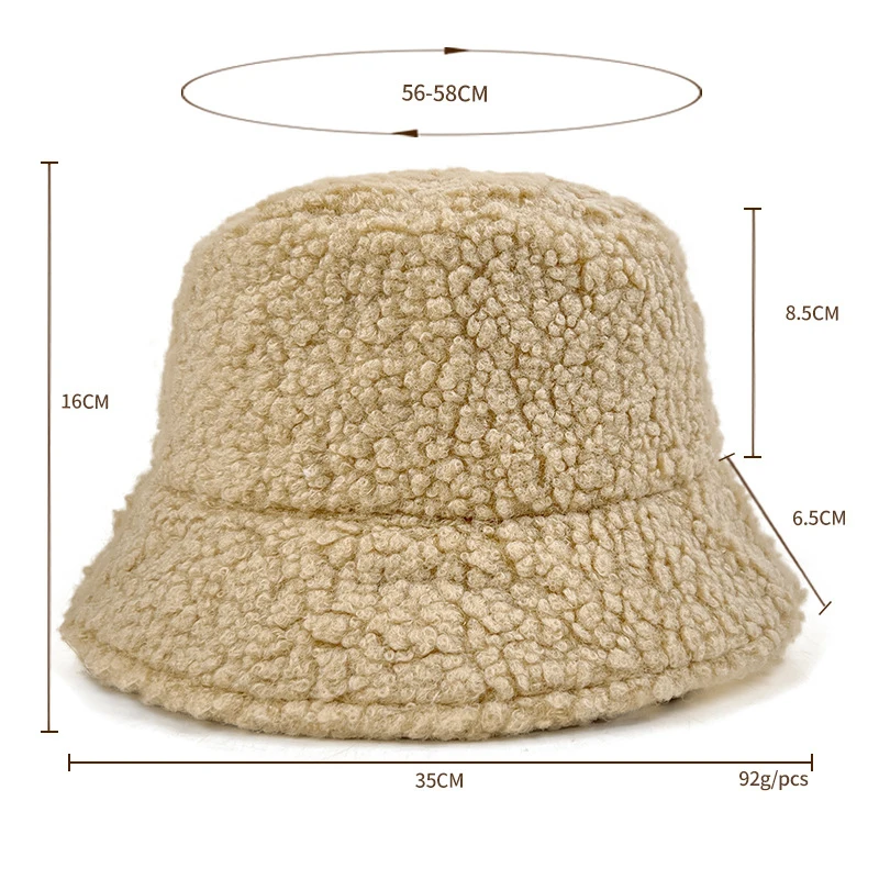 Factory direct selling solid color lamb wool warm keep winter bucket hat caps for men women