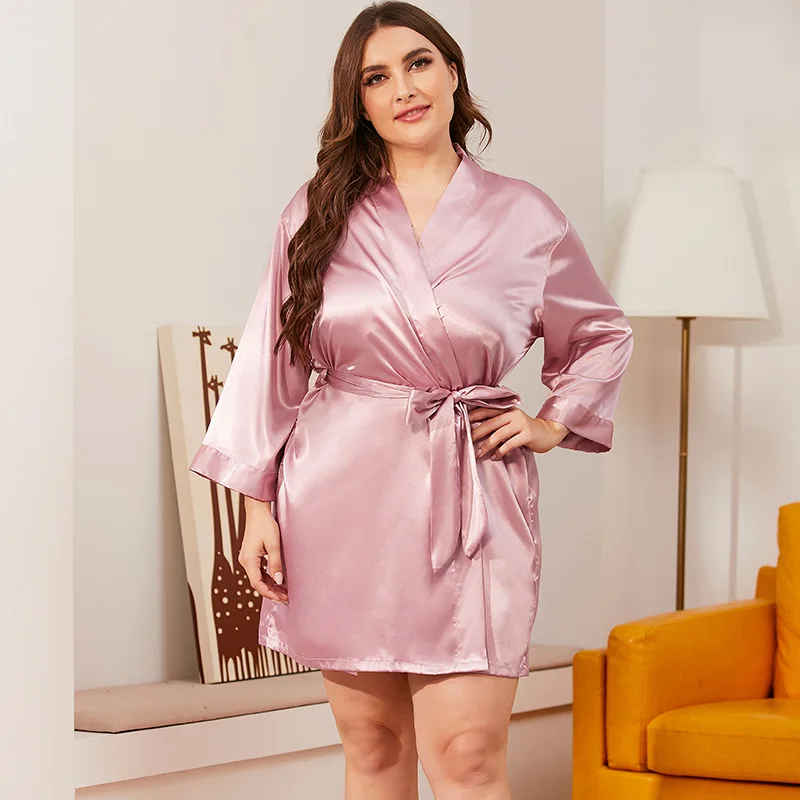 plus size silk robe cheap