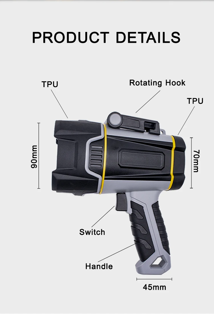 Powerful portable multifunction mini rechargeable led handheld long range distance hunting searchlights spotlight flashlight manufacture