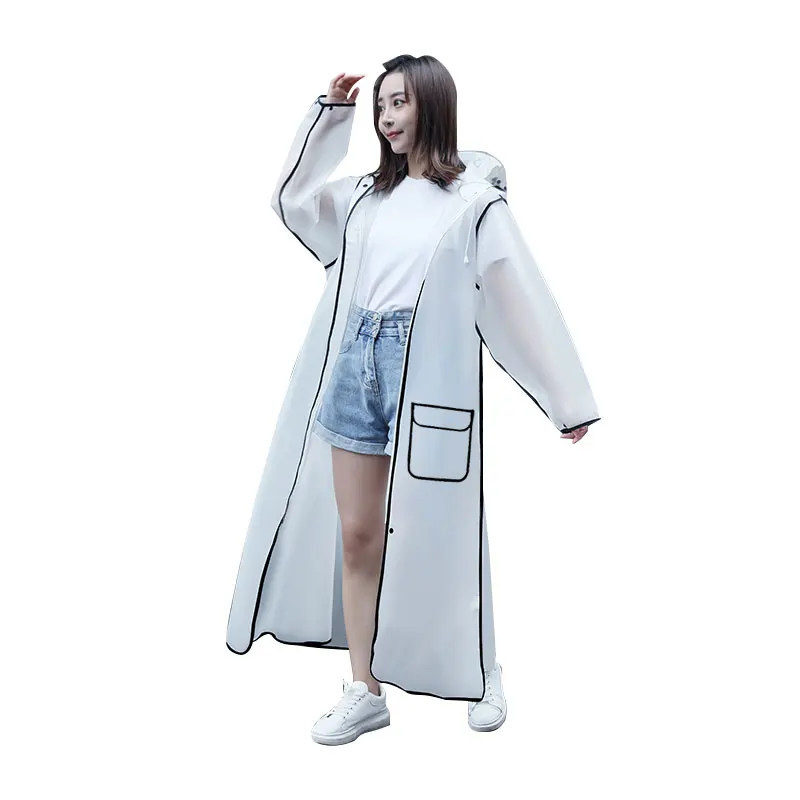 Raincoat For Color Fabric Logo Long Women Men Raincoat Windbreaker