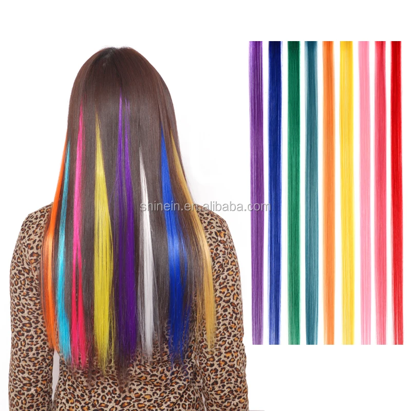 Popular Colored Straight Hairpiece Highlight Synthetic Clip Hair Extensions  Pure Color Clip-in One Piece Strips For Girls Buy One Piece Strips,Colored  Hair Extension,Straight Synthetic Hairpieces Product On | Multicolors Party  Highlights Straight