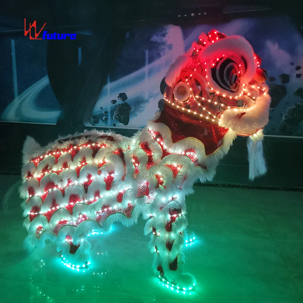 Programmable Future LED Chinese Traditional New Year Show Lion Dance Costume Performance Wear Folk Lion Dance