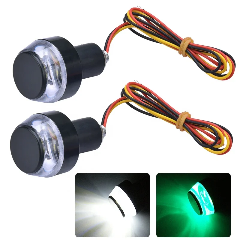 Мотоцикл светодиодный фонарь на Руль конец Поворотная сигнальная лампа AC/DC 12V Белый Желтый проблесковый маячок Ручка Бар мигалка Авто Боковой габаритный фонарь