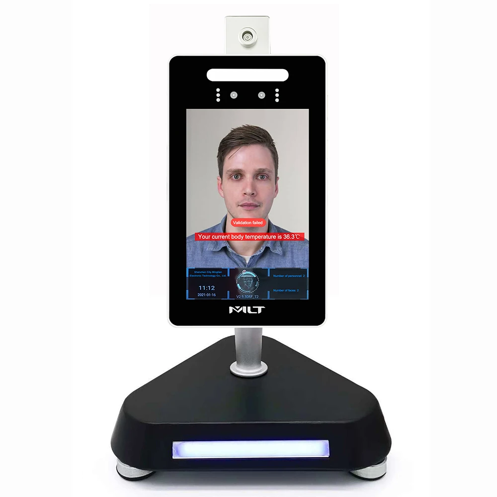 8英寸ai人脸识别体温计api体温终端摄像头扫描仪测量考勤系统装置