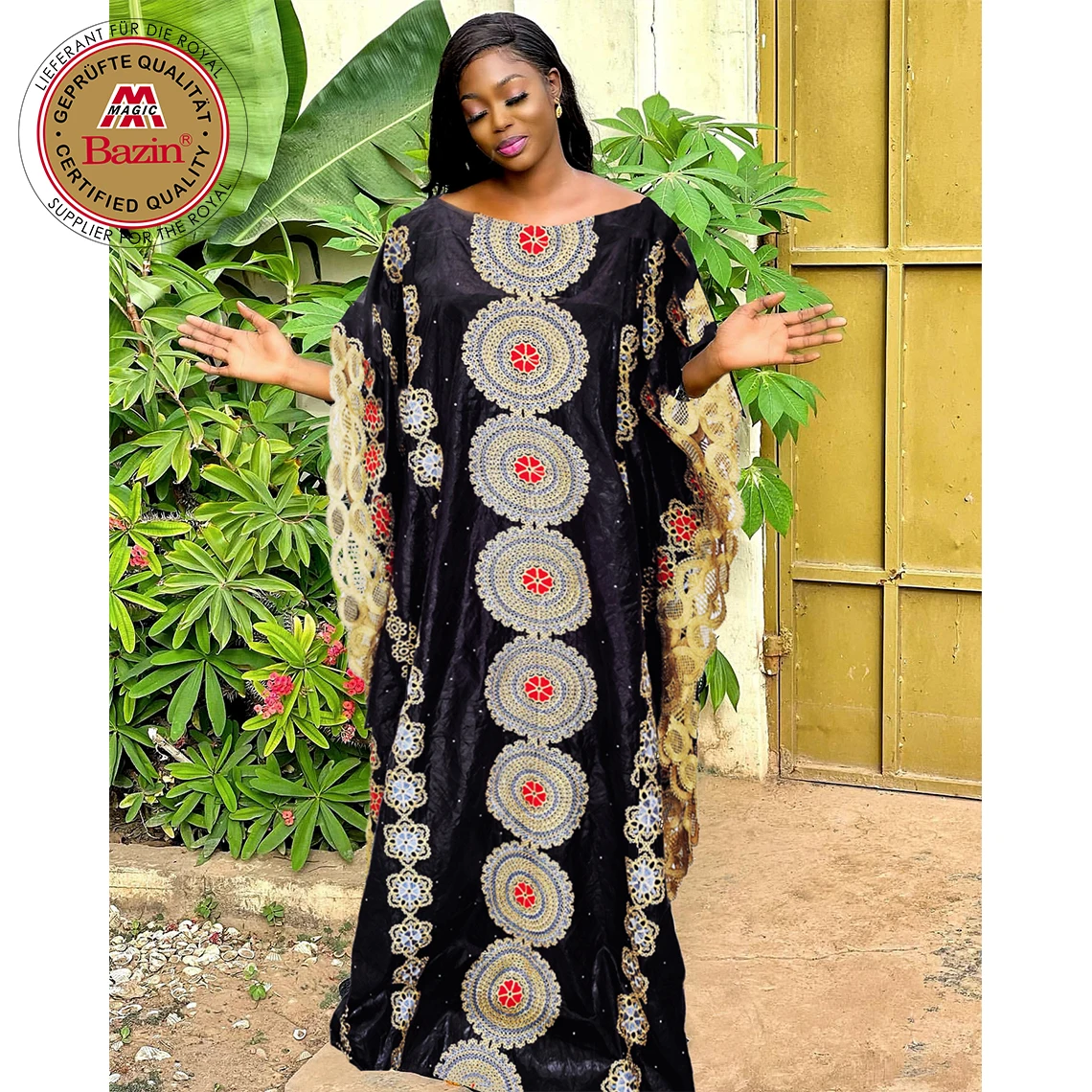 Embroidered Cotton Kanga Dresses For Women African Traditional