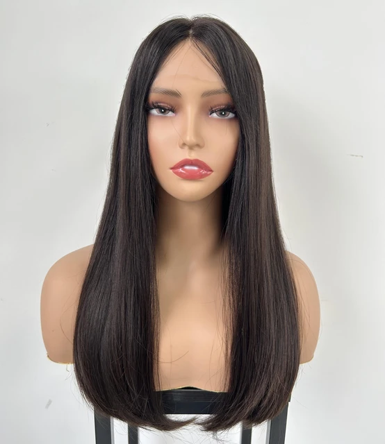 Unprocessed Raw Hair Jewish Natural Straight Wigs Human Hair Natural Hairline Lace Top Kosher Wig