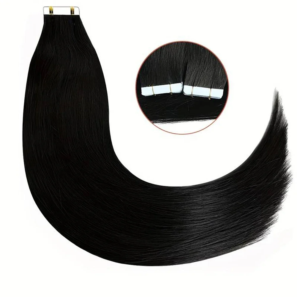 Ταινία 50G σε επεκτάσεις μαλλιών 100% ανθρώπινη τρίχα βραζιλιάνικες επεκτάσεις μαλλιών Remy 20 τεμάχια μαύρο καφέ ίσιο για γυναίκες 22 24 26 ίντσες_voghion.com