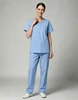Light Grey Blue Women's Short Sleeve Scrub Set