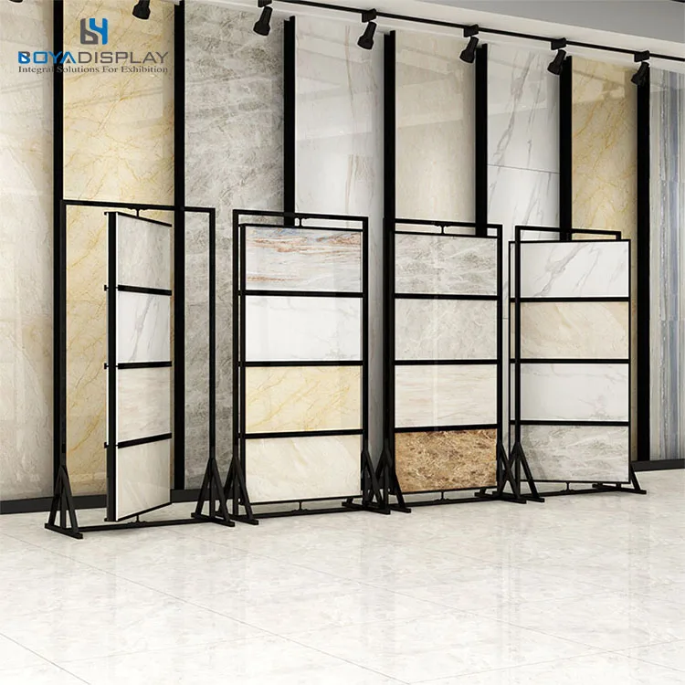 New Style Customized Tile Display Metal Rack 360 Degree Rotating Simple Ceramic Tile Marble Stone Sample for Showroom