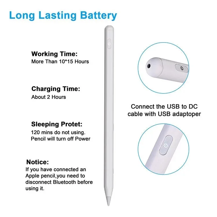Новейшая функция наклона P6 6-го поколения с индивидуальным логотипом алюминиевый корпус перезаряжаемый стилус для отвода пальмы Apple ipad pro pencil