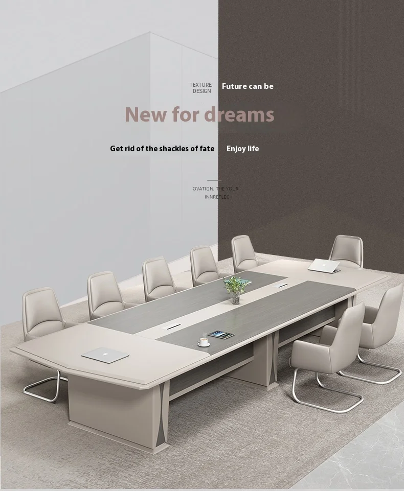 Modern Wood Conference Table Adjustable Height Long Large Office Furniture for Commercial Use in Conference Rooms