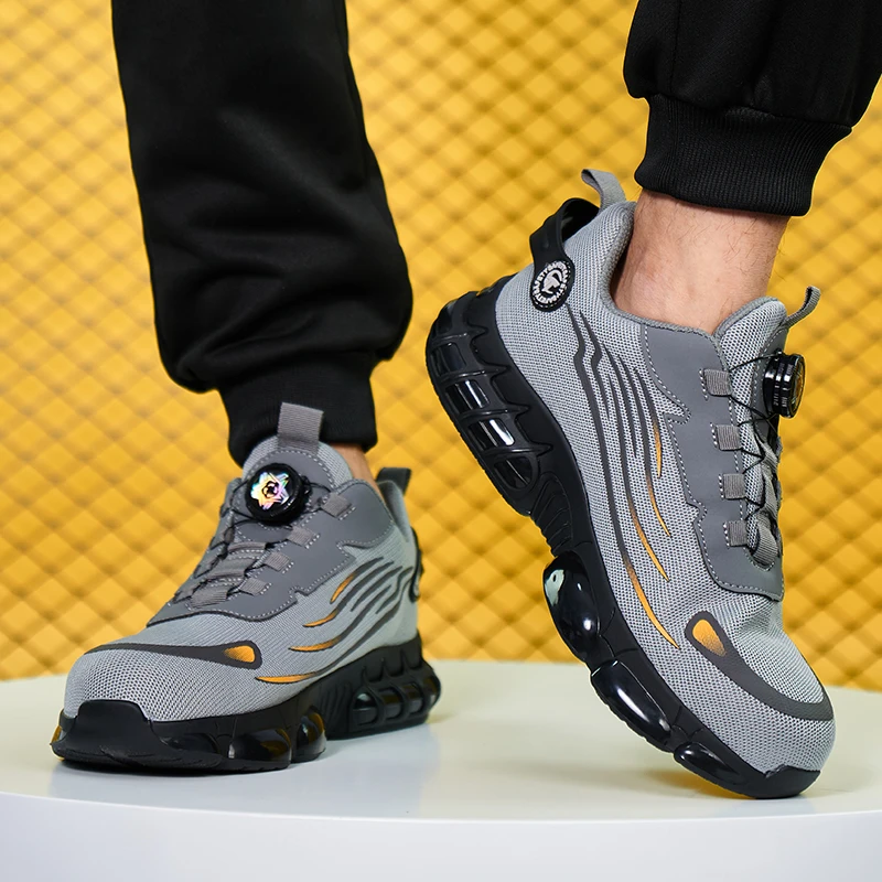 ZG918 Safety Shoes Factory  Dial Fastener Safety Shoes Men,  Black Twist Dial Lock  Safety Sneaker