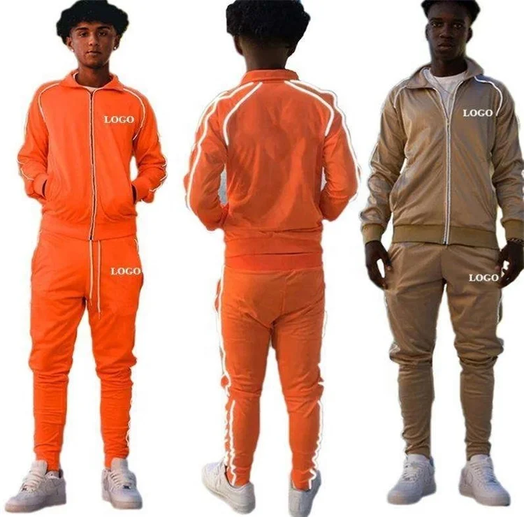 Private Label Custom Logo Reflective Jogger Set Men Track Suit Tracksuit Set Slim Fit Zipper Two Piece Men's Nylon Tracksuit