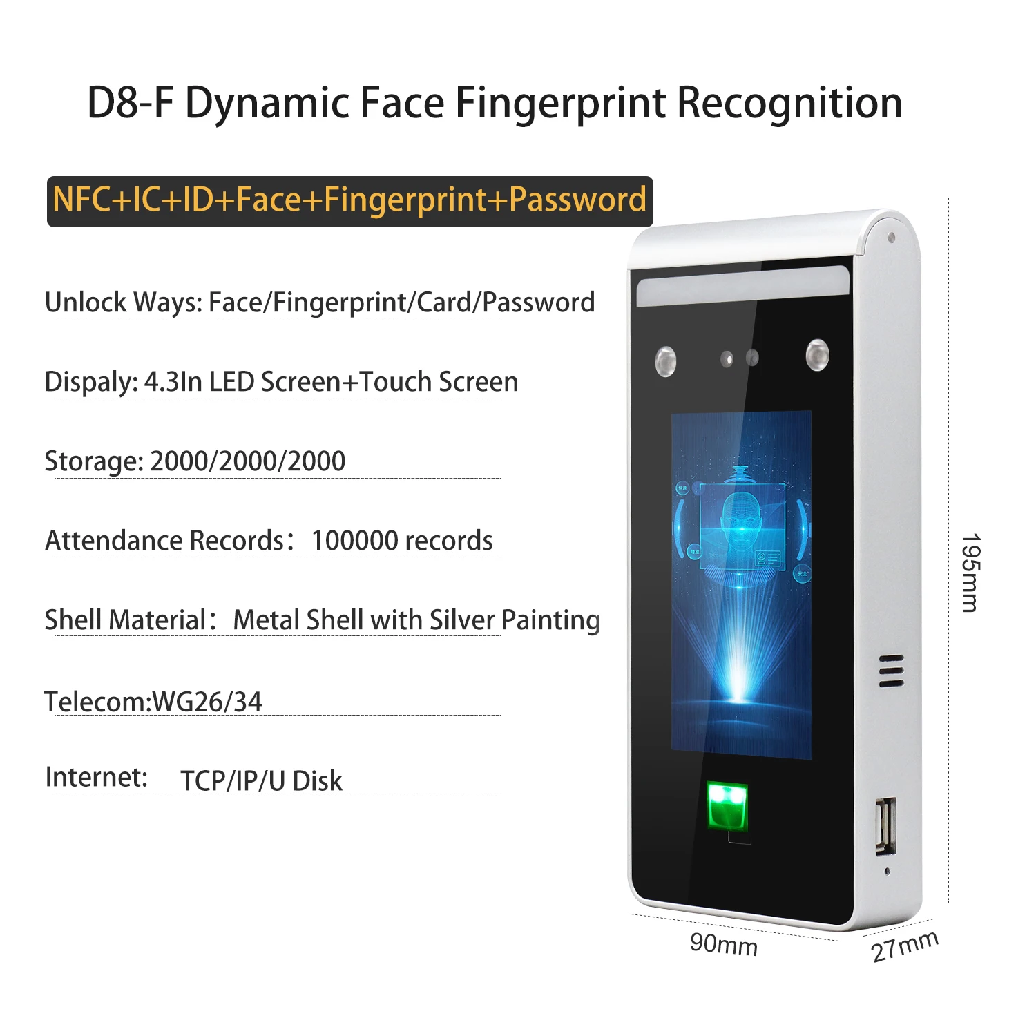 Attendance Access Control System Face Recognition For Office,Workshop ...