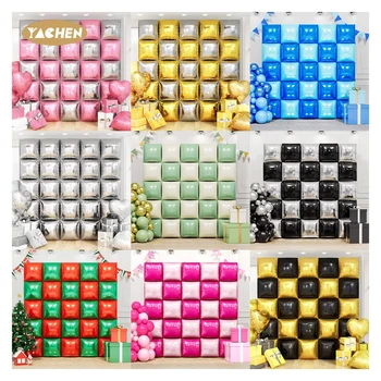 YACHEN New Arrival Two Side Two Colors 19 Inch Square Aluminum Foil Balloon Wall for Birthday Wedding Party Backdrop Decorations