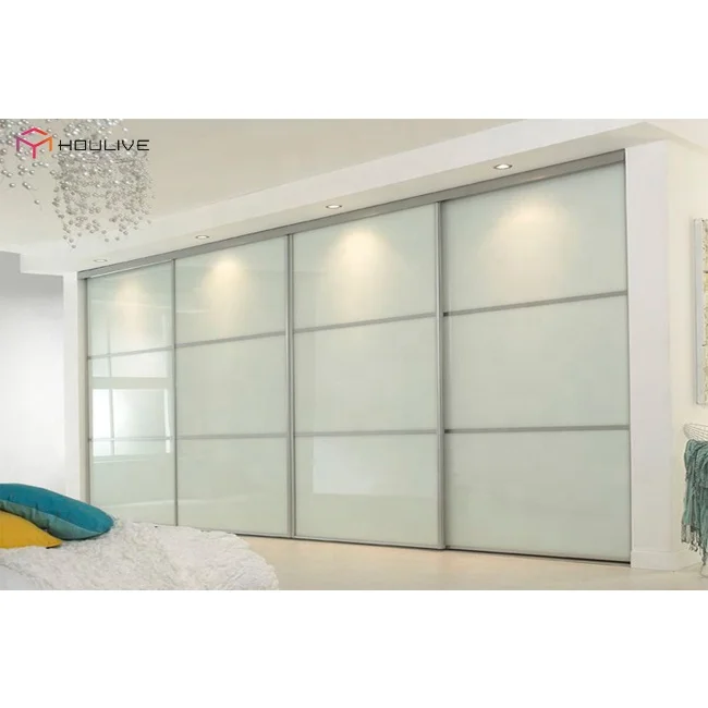 Light Color Luxury High Gloss UV Style Sliding Door Aluminum Wardrobe Bedroom Furniture