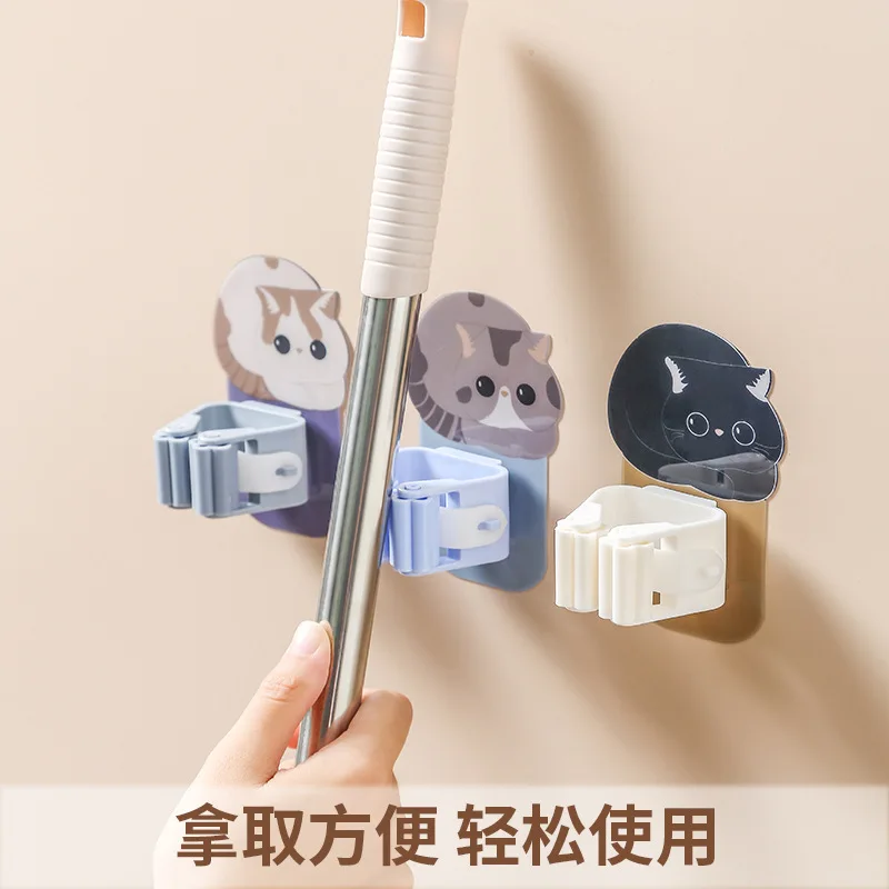 Mop Wall Mount Clip Hook No-Punch Self-Adhesive. Mop wall mount clip novelty hooks no - punch self - adhesive factory